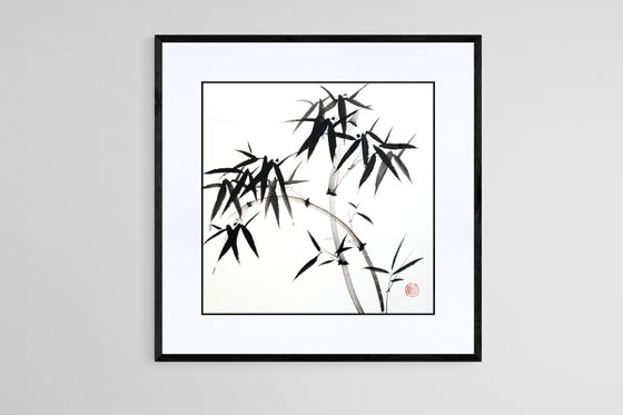Two intersecting bamboo trunks