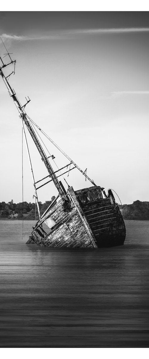 Pin Mill Wreck (B&W) by Michael McHugh