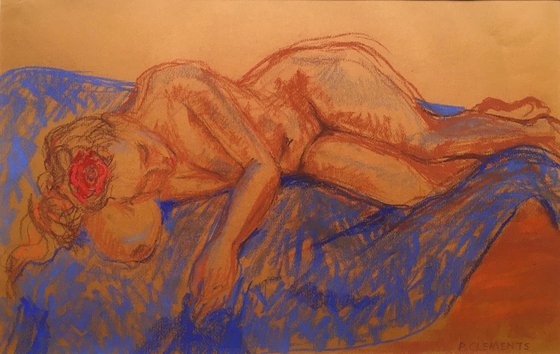 Reclining nude with a Rose in Her Hair