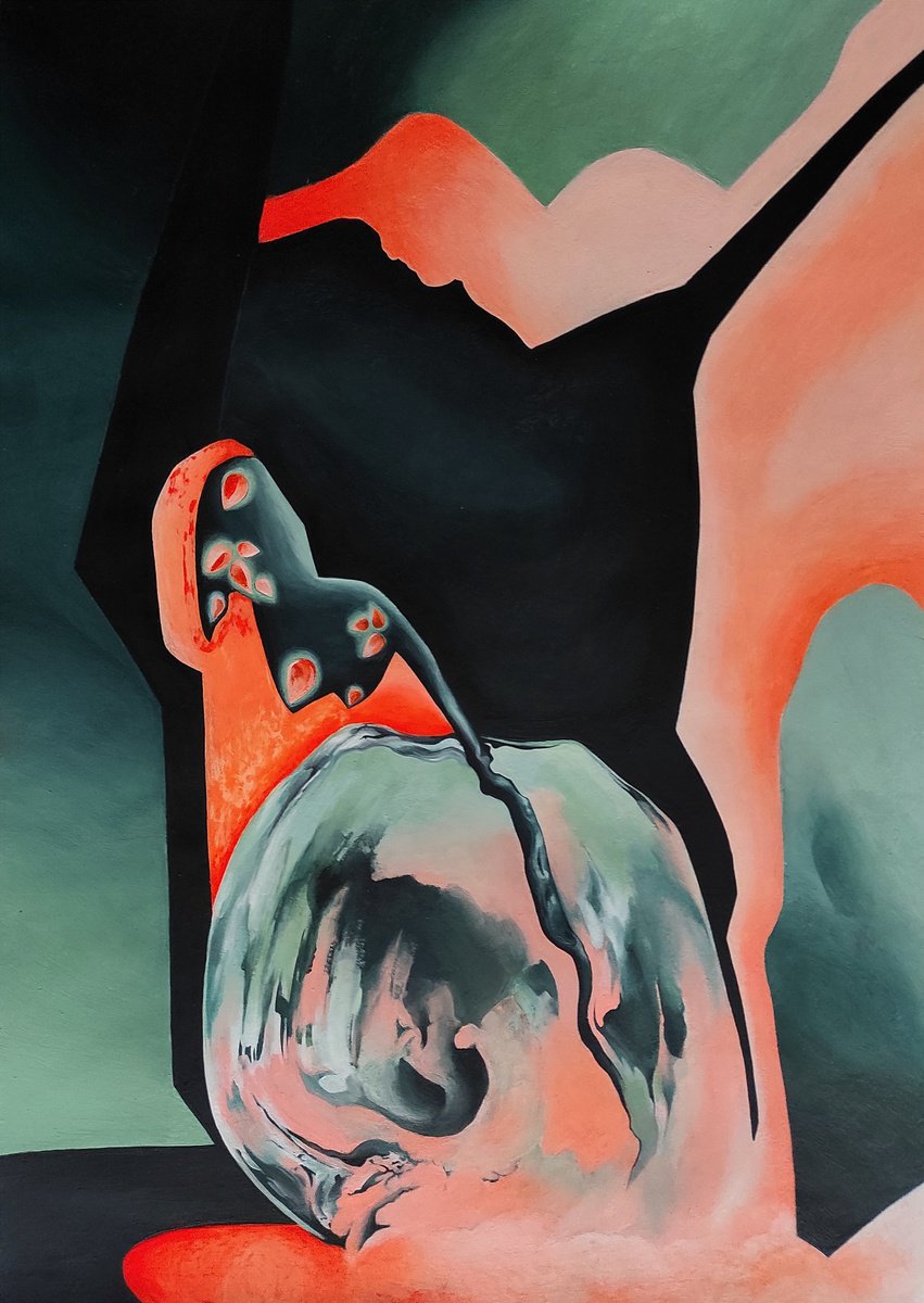 Organic Abstract Acrylic Painting By Tetiana Borys, 12 X 17", Soft Maturity, Original Artwork