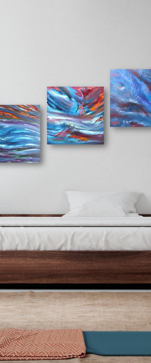 Sky transition - Trptych n° 3 Paintings, Original abstract, oil on canvas by Davide De Palma