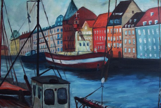 Oil painting Harbour Nyhavn