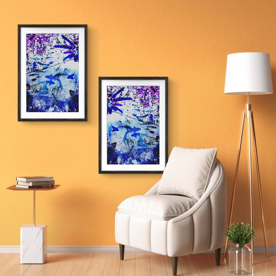 Set of 2 Blue Koi Fishes