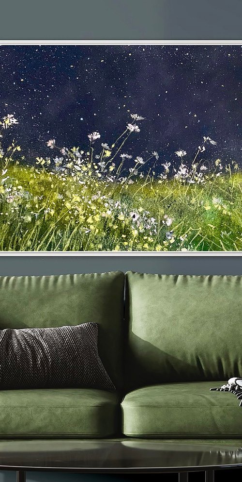 Midnight Garden Buttercups & Blossoms by Jennifer Taylor