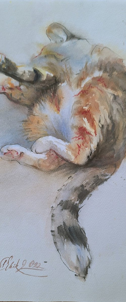 Purring cat by Irina Bibik-Chkolian