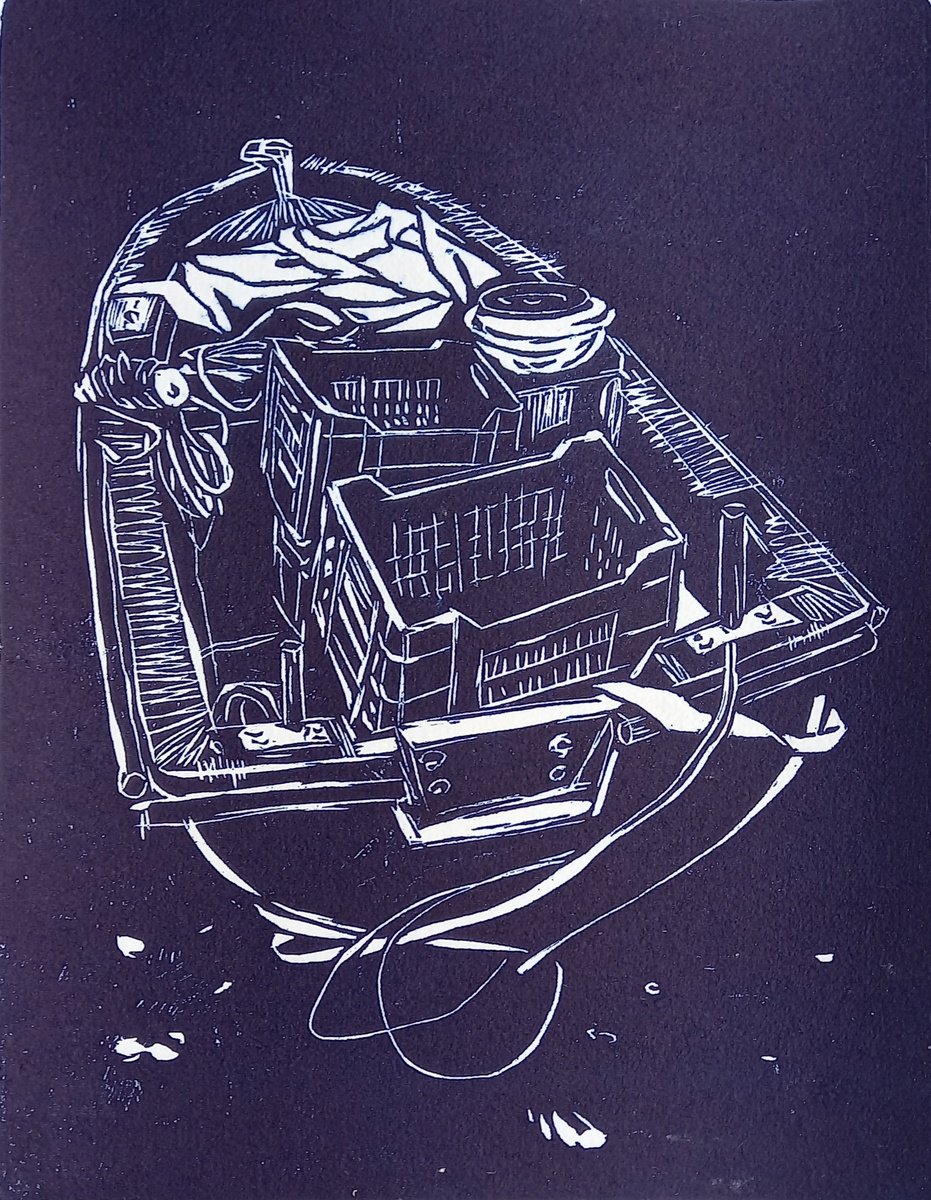 Transport Linocut By Zlatina Krusteva, 9 X 12", "October 3: Tide", Original Artwork