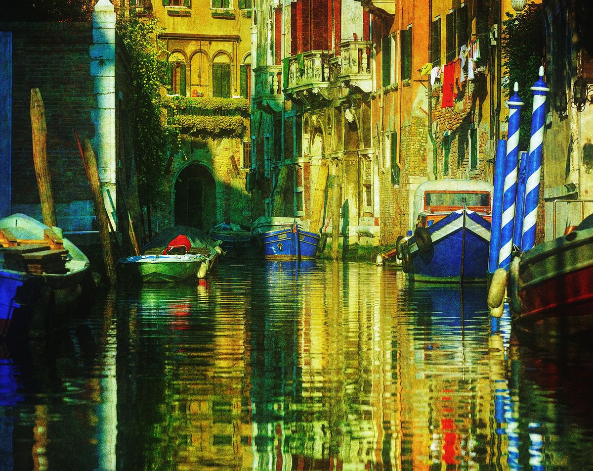 Photorealistic Cityscapes Photograph By Peter Zelei, 31 X 26", Afternoon In Venice, Original Artwork