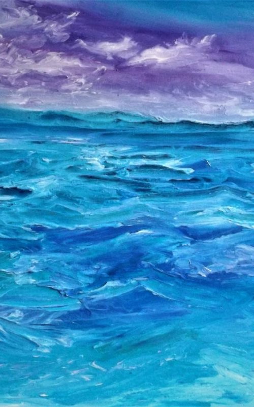 'All At Sea' - Seascape, Cloudscape, original sea painting by Lisa Price