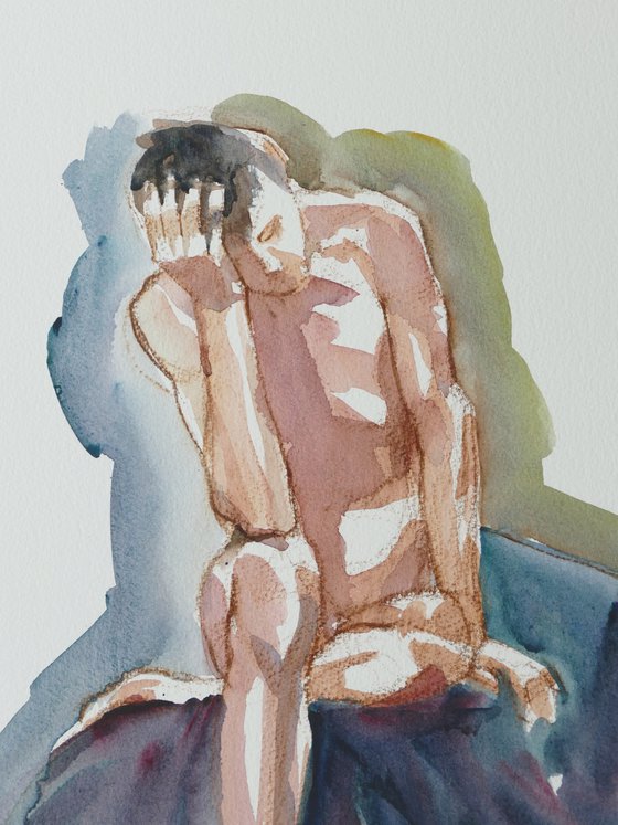 Seated male nude