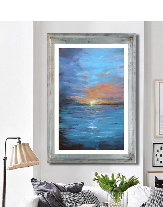 DISCOUNT SPECIAL PRICE " GOLDEN TWILIGHT 05 " ORIGINAL PAINTING, SUNSET,SEASCAPE