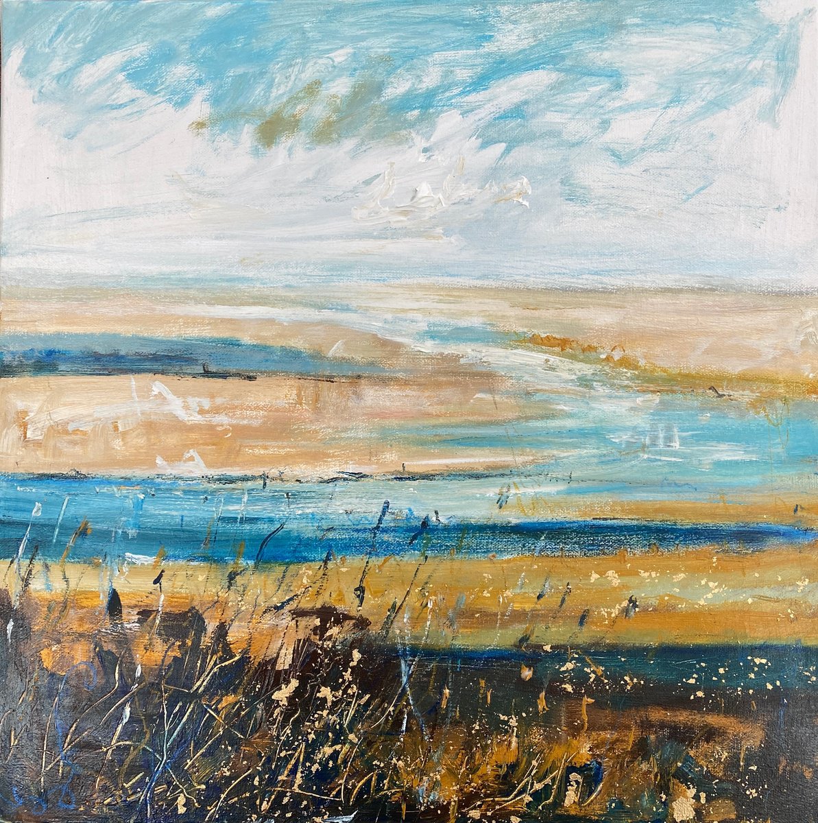 Organic Landscape Painting By Teresa Tanner, 20 X 20", Remote Marshes, Original Artwork