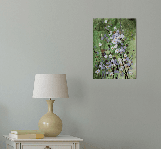 Flowers of trees.  Watercolor, acrylic on paper 42*30