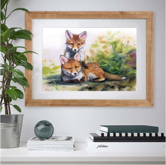 Commission Art - Two Fox Cubs