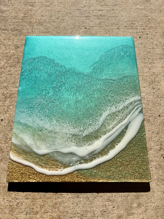 Gold beach #2 - Ocean waves painting