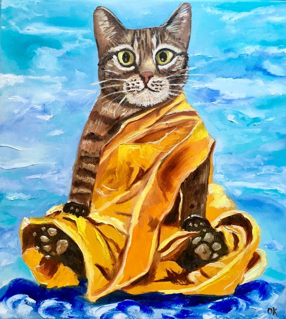 Buddhist cat bringing peace and tranquility of mind