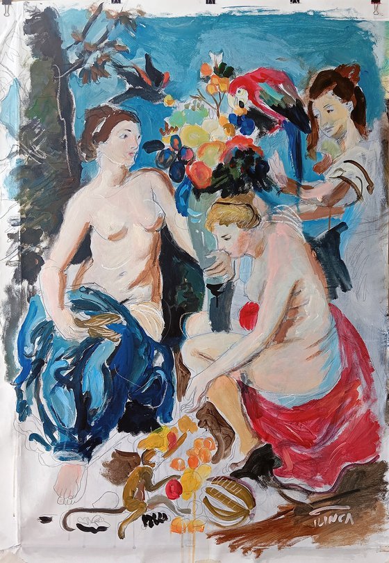 Ceres with Two Nymphs (study)