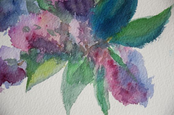 Flowers lilac Watercolor painting