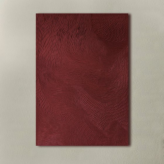 "Burgundy Fluency 5" Burgundy textured art