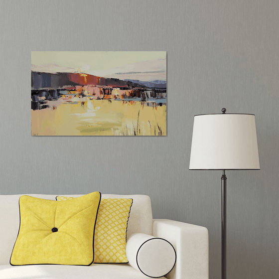 Sunset on the lake .