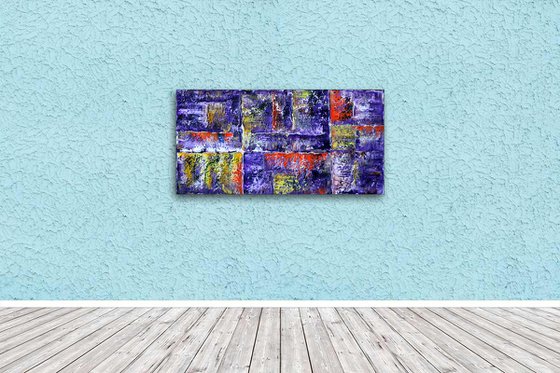 "Rock Me In Purple" - Original Large PMS Oil Painting On Canvas - 36 x 18 inches