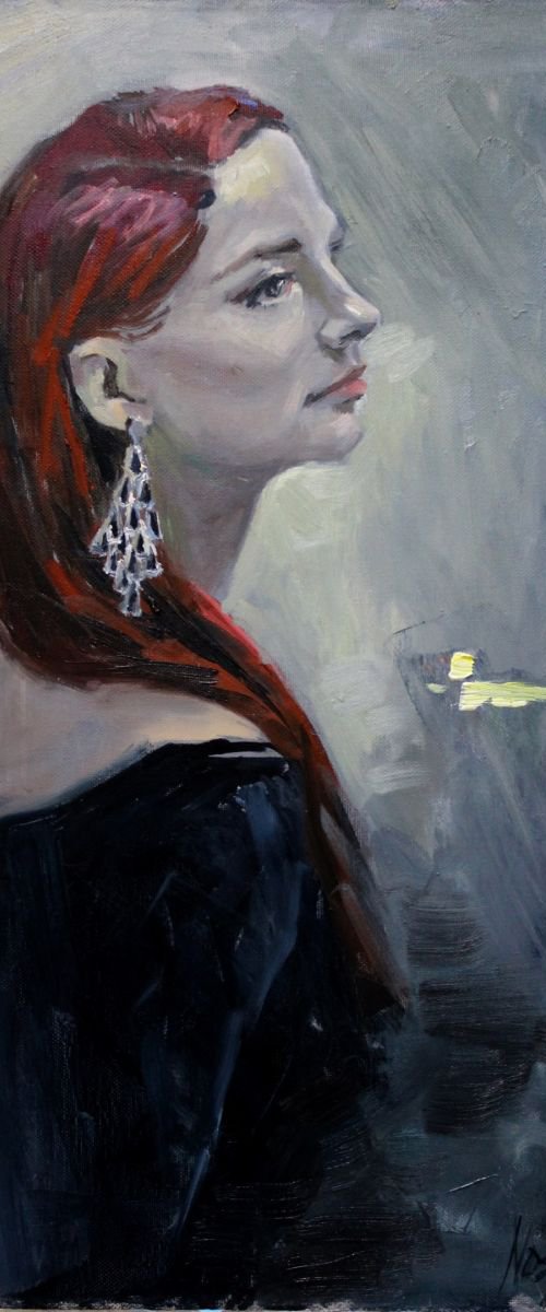 A portrait of a young woman with red hair. by Nataliia Nosyk
