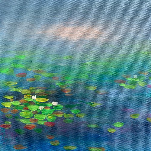 Midnight lilies! Miniature painting by Amita Dand