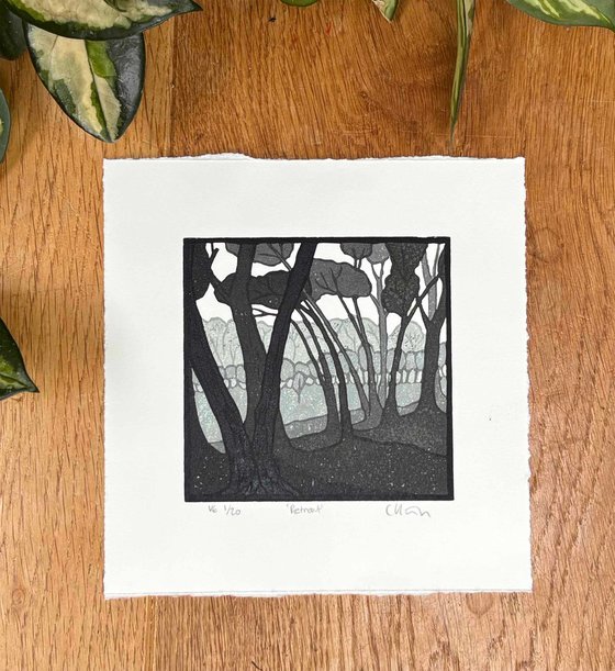 Retreat - Mini Linocut Print