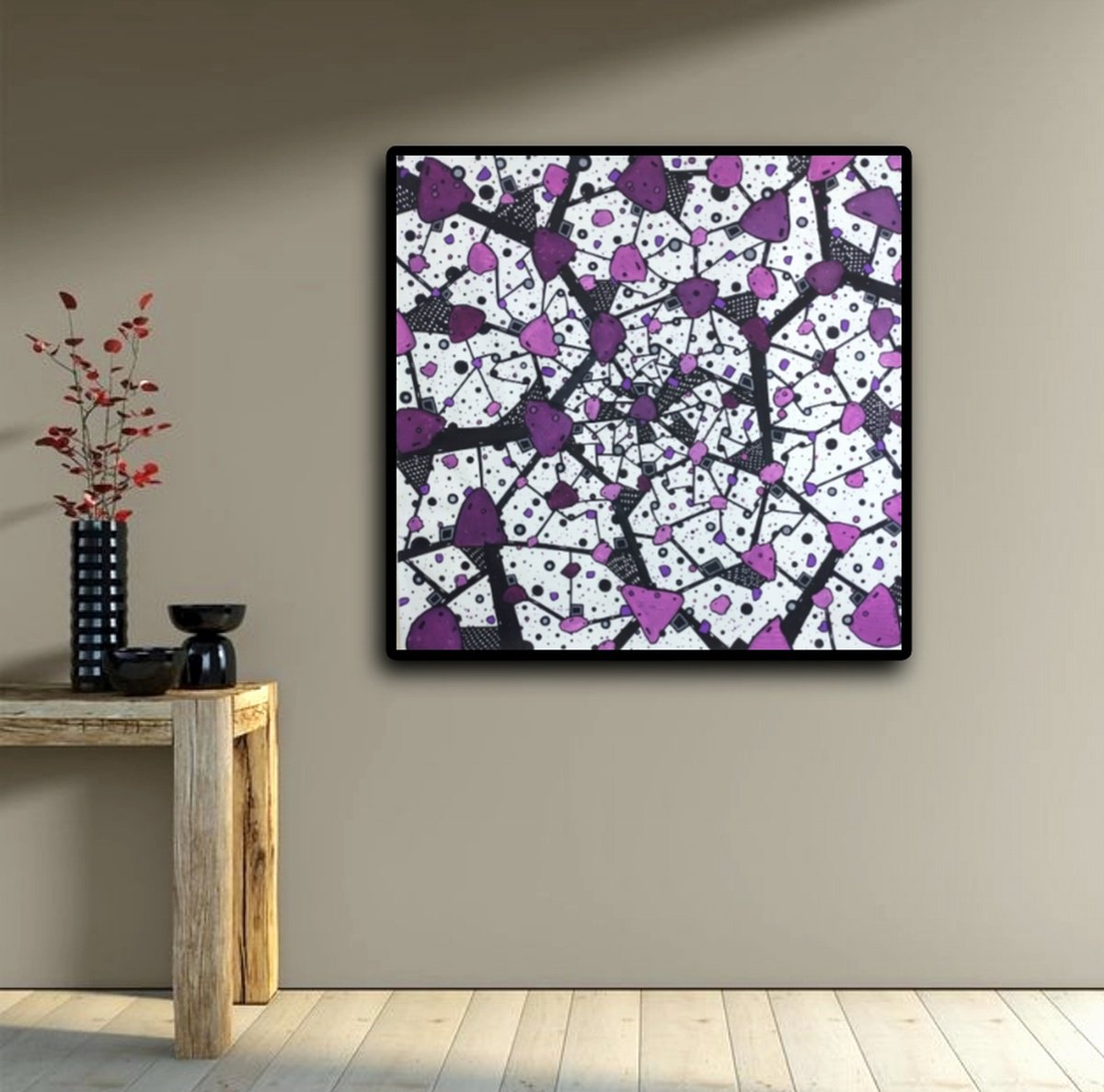 Abstract Acrylic Painting By Riccardo Ticco Capparella, 41 X 42", Dark Shines #3, Original Artwork