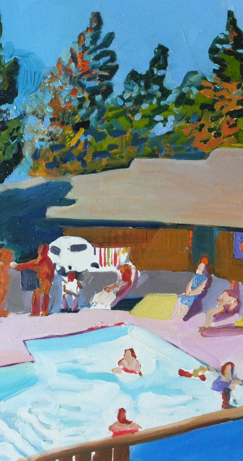 Motel pool scene by Stephen Abela