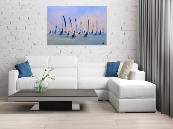 In Harmony - abstract seascape on canvas, ready to hang