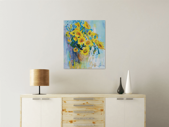Sunflowers on white