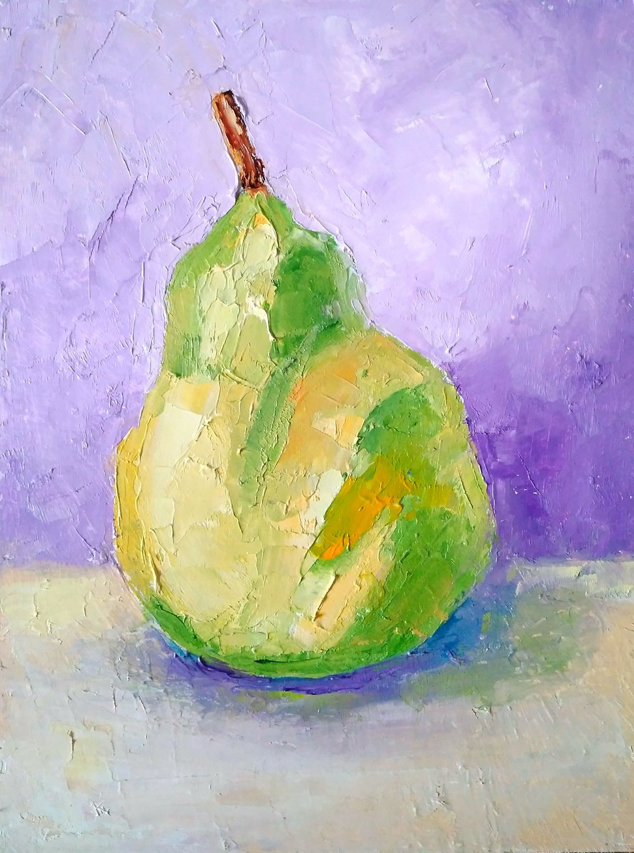Pear Painting Fruit Still Life Artwork Kitchen Original Wall Art by Yulia Berseneva