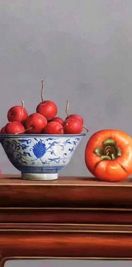 Still life:haws in the China bowl by Kunlong Wang