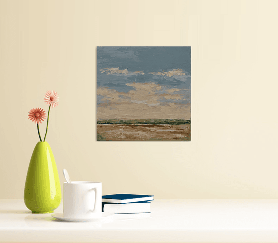Small abstract landscape painting in oil