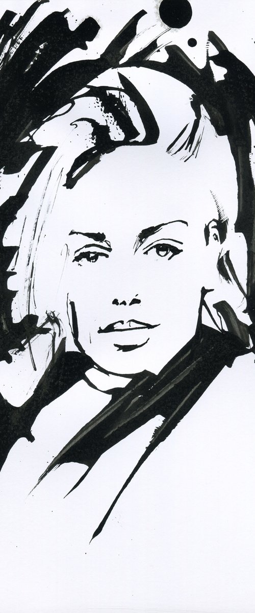 Woman ink portrait number 7 by Alexander Moldavanov
