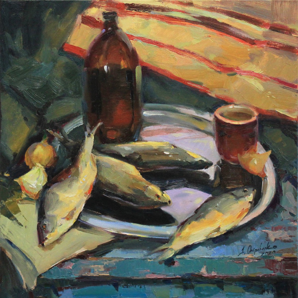 Still life with fish by Alisa Onipchenko-Cherniakovska