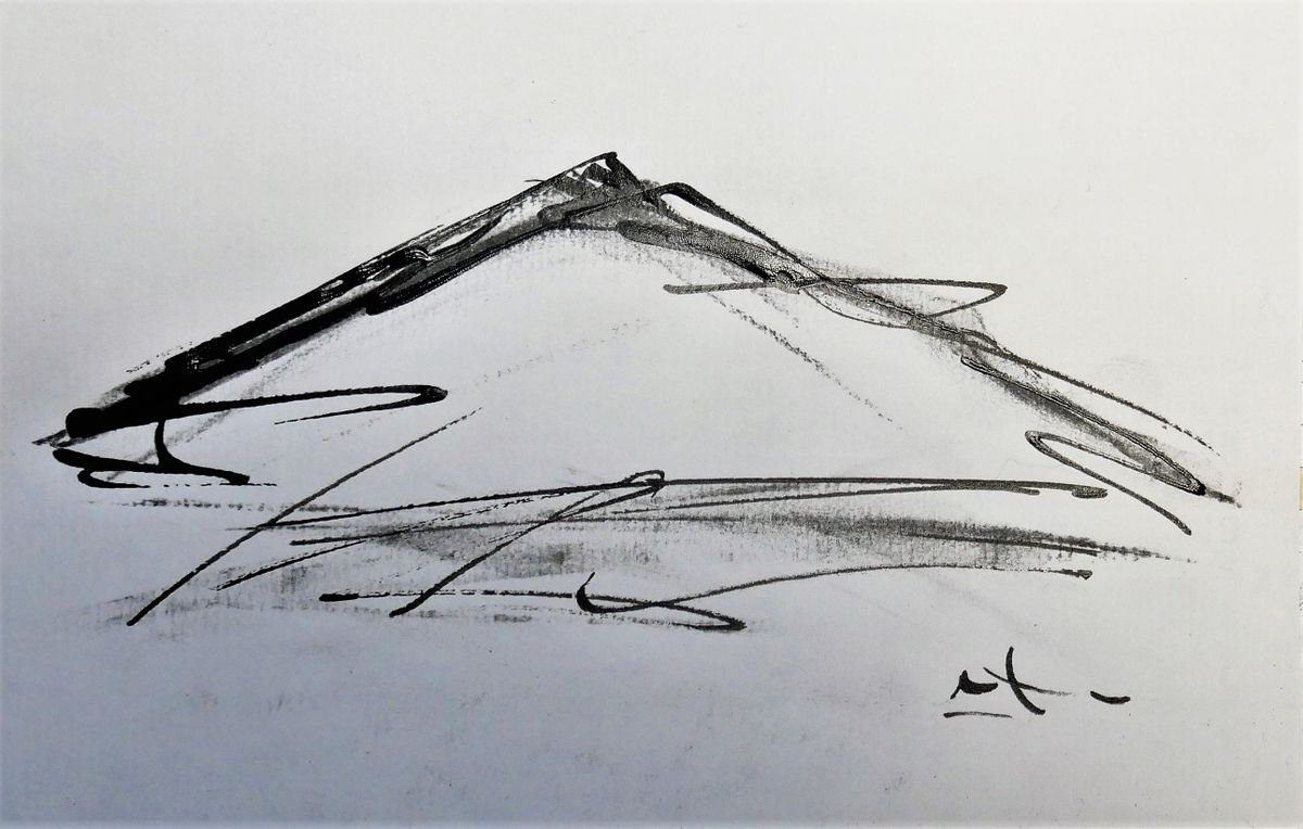 Mountain, Ink drawing by Lionel Le Jeune