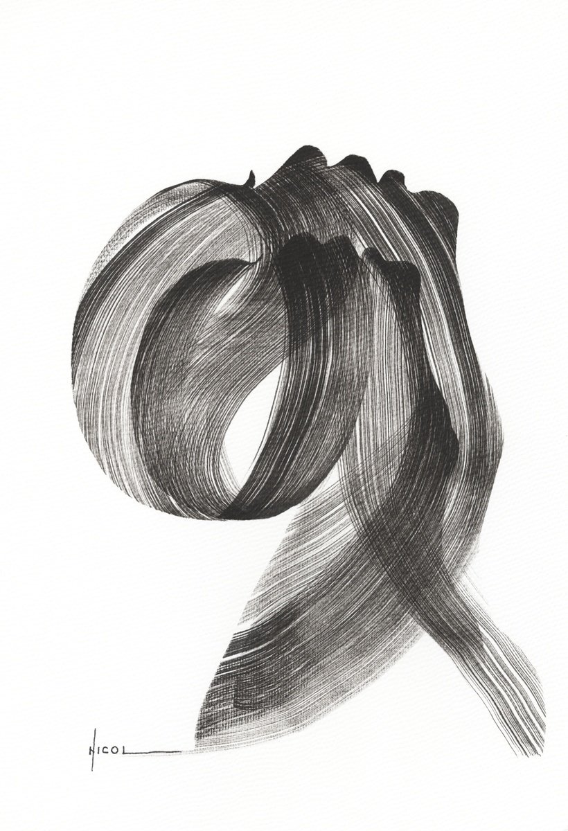 Expressive Ink Drawing , Folded Silence By Nicol Vacaru, 11 X 15, Artwork For Sale On Artfinder