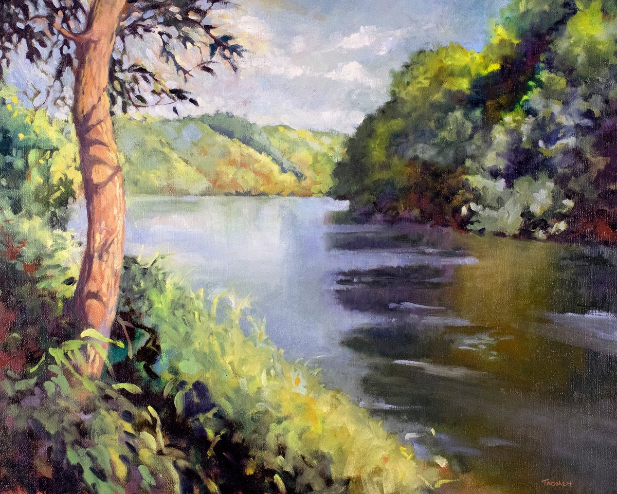 Impressionistic Landscape Giclee Print By Catherine Twomey, 20 X 16, French Broad Afternoon Limited Edition, Original Artwork