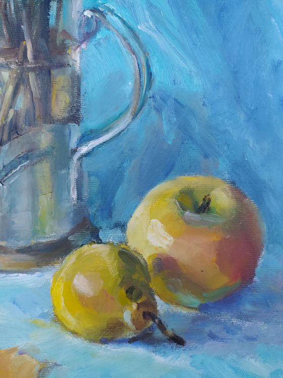 Flowers and apples