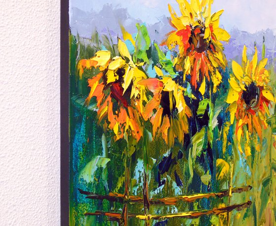 Sunflowers and wind