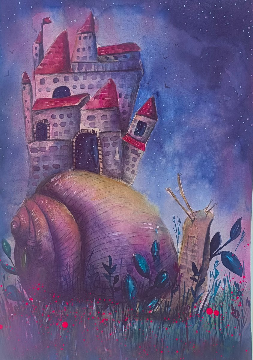 Surrealistic Animal Watercolour By Evgenia Smirnova, 15 X 22, The Wandering Kingdom, Original Artwork