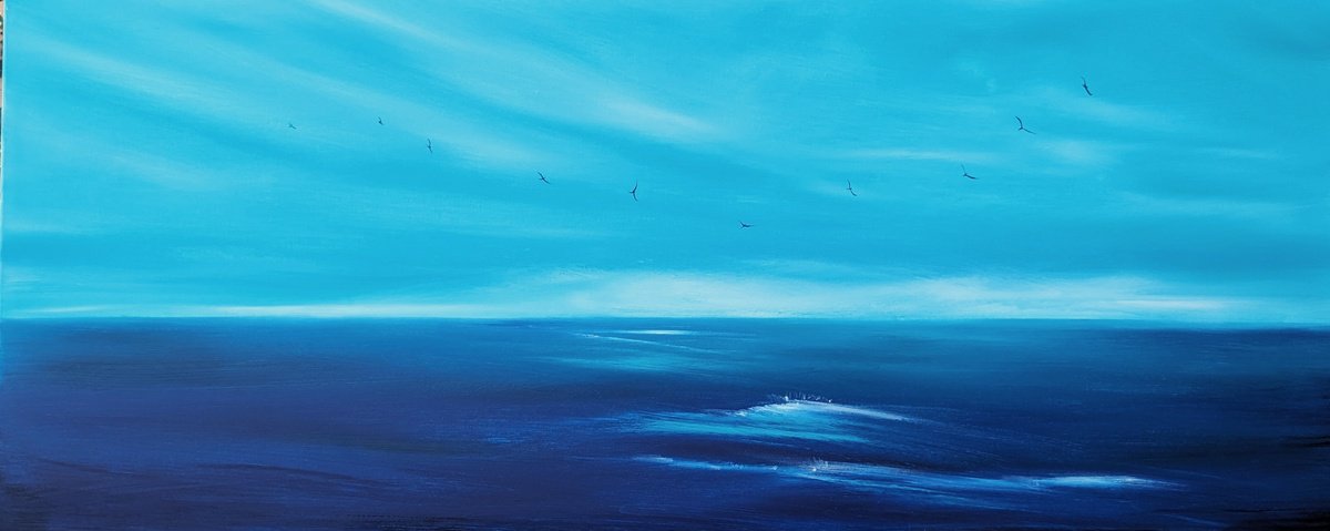 Ocean Blues - seascape, emotional, panoramic by Mel Graham