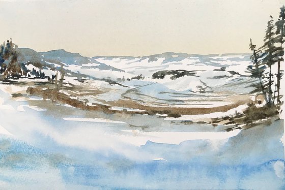 Welsh valley in the snow