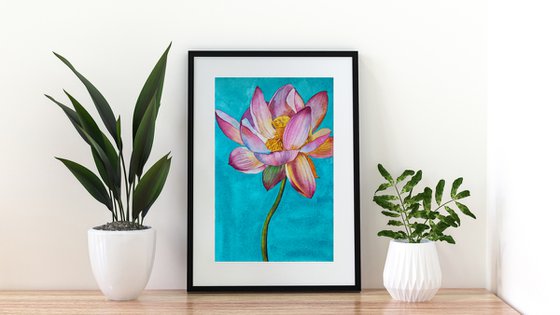 Lily pond - original sunny watercolor