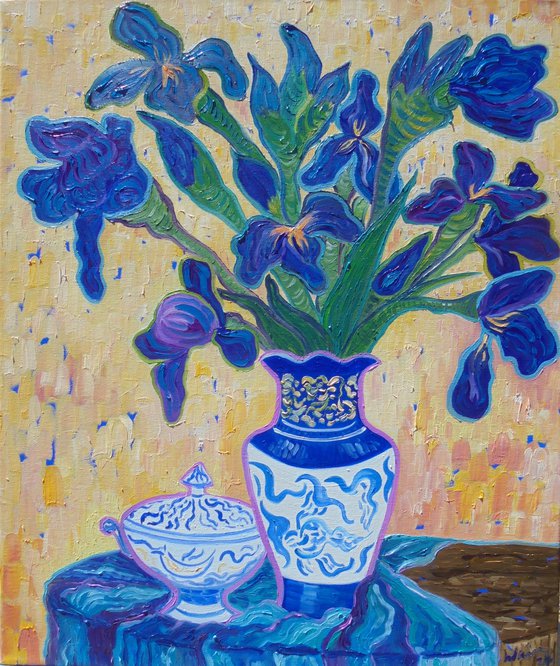 Flower Vase Irises 7 SOLD