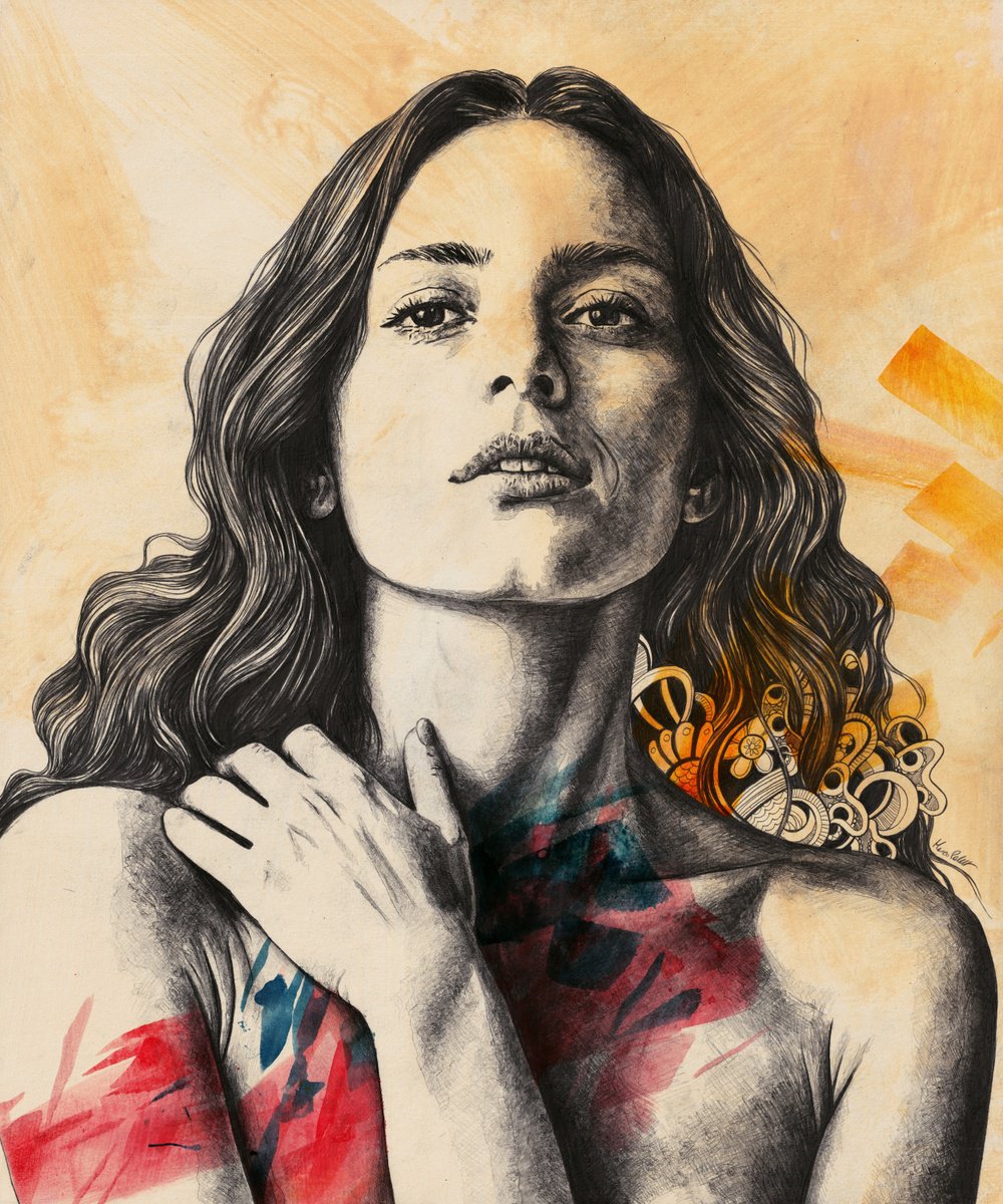 Expressive Portrait Pencil Drawing By Marco Paludet, 20 X 24", Empty Words, Original Artwork