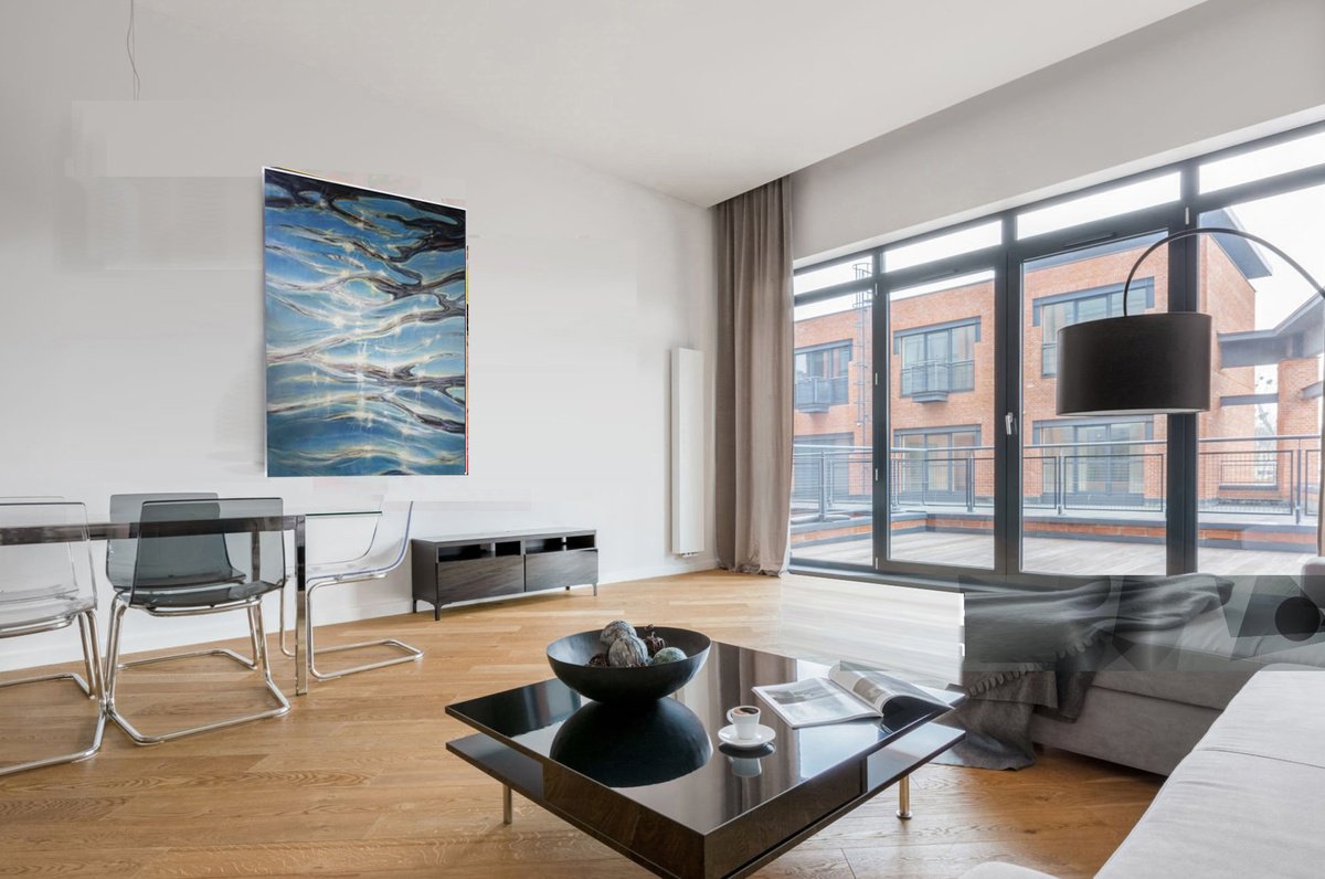 Impressionistic Landscape Acrylic Painting By Vishalandra Dakur, 41 X 51", Waves3 39X48 In, Original Artwork