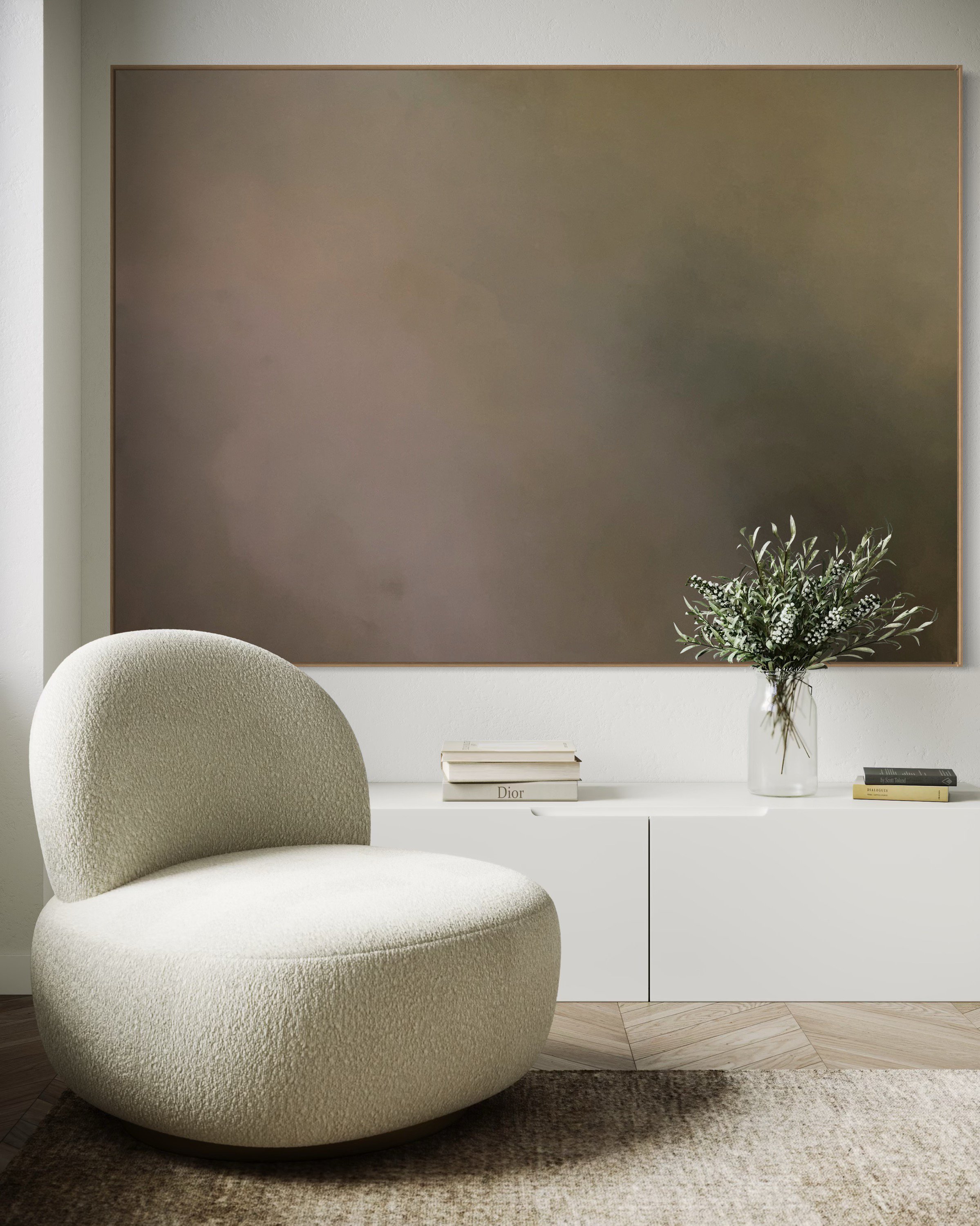 Abstract Acrylic Painting By Gabriela Azar Schreiner, 77 X 55, Dusky Silence, Original Artwork