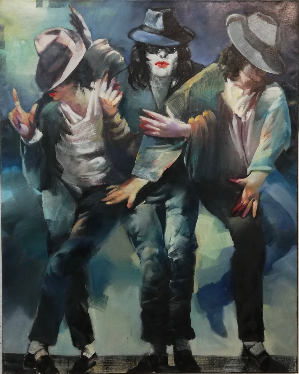 Expressive Portrait Oil Painting By Milan Baltic, 47 X 59", Michael Jackson, Original Artwork